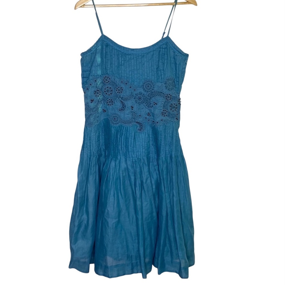 Anthropologie NWT Odille Blue Chalet Beaded Dress size 12 - Picture 3 of 12